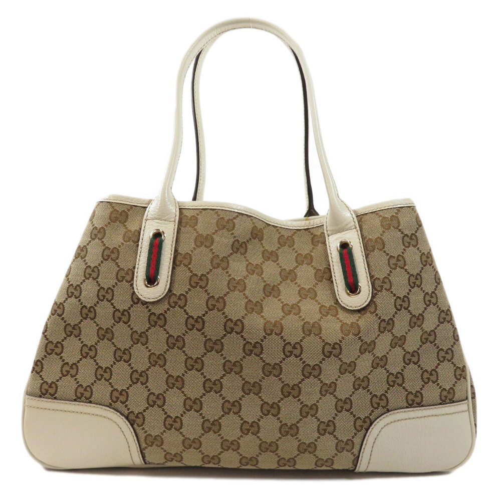 Gucci monogram Brown web beige Princy GG Tote signature Brown Tan